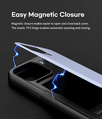 GOOSPERY Magnetic Door Bumper Compatible with iPhone 13 Pro Case, Card Holder Wallet Case, Easy Magnet Auto Closing Protective Dual Layer Sturdy Phone Back Cover - Lilac Purple