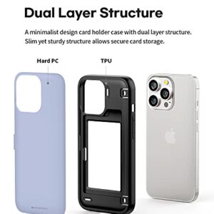 GOOSPERY Magnetic Door Bumper Compatible with iPhone 13 Pro Case, Card Holder Wallet Case, Easy Magnet Auto Closing Protective Dual Layer Sturdy Phone Back Cover - Lilac Purple