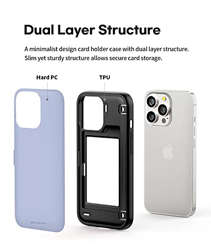 GOOSPERY Magnetic Door Bumper Compatible with iPhone 13 Pro Case, Card Holder Wallet Case, Easy Magnet Auto Closing Protective Dual Layer Sturdy Phone Back Cover - Lilac Purple