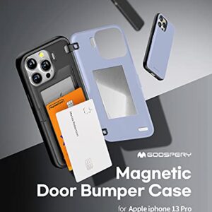 GOOSPERY Magnetic Door Bumper Compatible with iPhone 13 Pro Case, Card Holder Wallet Case, Easy Magnet Auto Closing Protective Dual Layer Sturdy Phone Back Cover - Lilac Purple