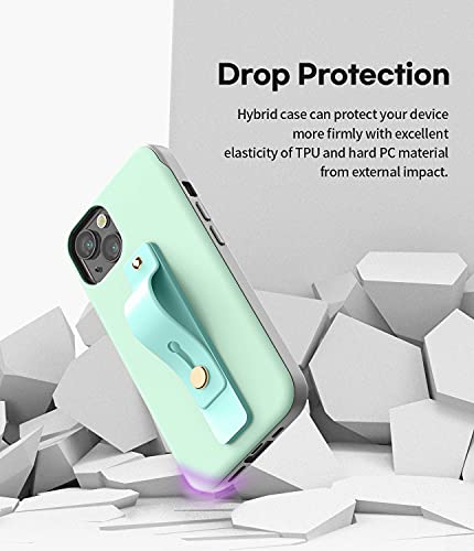 GOOSPERY SlideTok Case Compatible with iPhone 13, Card Holder Phone Finger Grip Band Loop Stretch Holder Kickstand 2 Card Storage Dual Layer Protective Bumper Wallet Cover (Mint)