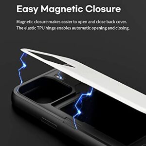 GOOSPERY Magnetic Door Bumper Compatible with iPhone 13 Pro Case, Card Holder Wallet Case, Easy Magnet Auto Closing Protective Dual Layer Sturdy Phone Back Cover - White