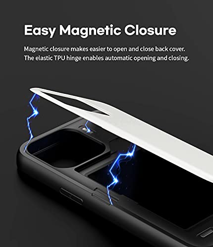 GOOSPERY Magnetic Door Bumper Compatible with iPhone 13 Pro Case, Card Holder Wallet Case, Easy Magnet Auto Closing Protective Dual Layer Sturdy Phone Back Cover - White