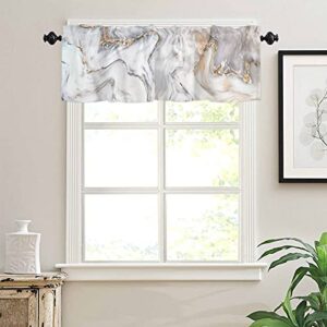 Crystal Emotion Window Curtains Vanlance Rod Pocket Curtain Drapery for Living Room Kitchen Bathroom, Wild Marble, Soft&Washable Small Window Treatment Valances, Abstract, 1 Panel, 54x18inch