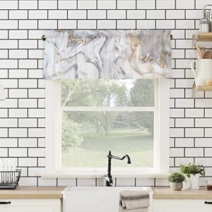 Crystal Emotion Window Curtains Vanlance Rod Pocket Curtain Drapery for Living Room Kitchen Bathroom, Wild Marble, Soft&Washable Small Window Treatment Valances, Abstract, 1 Panel, 54x18inch