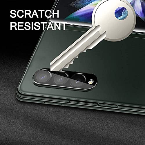 Milomdoi Designed for Samsung Galaxy Z Fold 3 5G Flexible TPU Screen Protector, [2 pack front and 2 pack inside] with 2 Pack Tempered Glass Camera Lens Protector, No Bubbles,Support Fingerprint Unlock