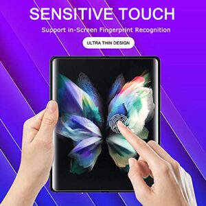 Milomdoi Designed for Samsung Galaxy Z Fold 3 5G Flexible TPU Screen Protector, [2 pack front and 2 pack inside] with 2 Pack Tempered Glass Camera Lens Protector, No Bubbles,Support Fingerprint Unlock