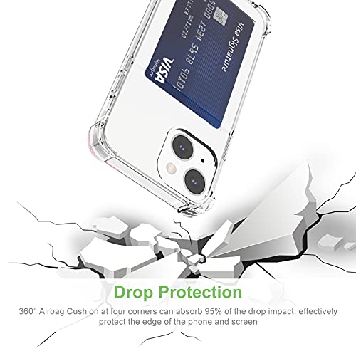 Wuwedo for iPhone 13 Mini Clear Card Case, Protective Shockproof TPU Thin Slim Wallet Case with Card Holder Compatible with Magsafe