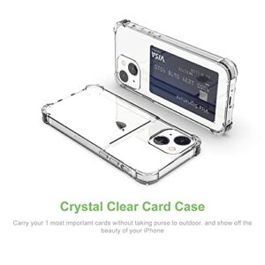 Wuwedo for iPhone 13 Mini Clear Card Case, Protective Shockproof TPU Thin Slim Wallet Case with Card Holder Compatible with Magsafe