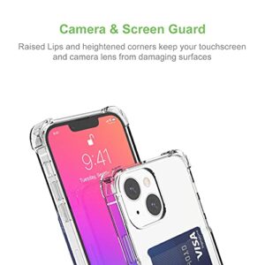 Wuwedo for iPhone 13 Clear Card Case, Protective Shockproof TPU Thin Slim Wallet Case with Card Holder Compatible with MagSafe