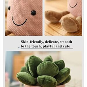 WUZHOU Tulip Plush Toy, 13.7" Flower Pot Stuffed Plushie Pillow Decoration, Soft Fluffy Toy Succulent Plants Friend Throw Pillow, Multicolor (Pink-Succulent)