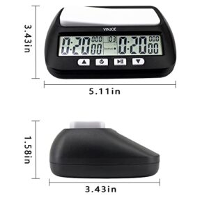 VINJOE Chess Clock Digital Chess Timer, Portable Digital Chess Clock & Game Timer for Board Games with Basic, Bonus, Delay and Positive Time Features Best Gifts for Christmas(Include Battery)