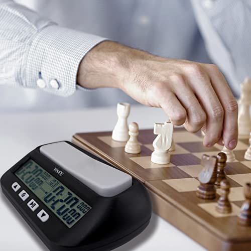 VINJOE Chess Clock Digital Chess Timer, Portable Digital Chess Clock & Game Timer for Board Games with Basic, Bonus, Delay and Positive Time Features Best Gifts for Christmas(Include Battery)