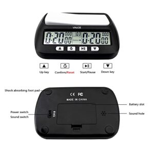 VINJOE Chess Clock Digital Chess Timer, Portable Digital Chess Clock & Game Timer for Board Games with Basic, Bonus, Delay and Positive Time Features Best Gifts for Christmas(Include Battery)