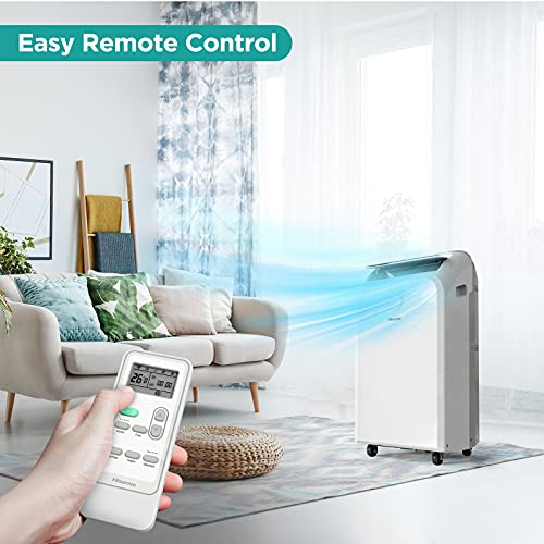 Hisense Portable Air Conditioner 6,000 BTU Cooling Dehumidifier Fan for Smaller Room up to 250 sq ft, Remote Control, White (Renewed)