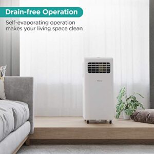 Hisense Portable Air Conditioner 6,000 BTU Cooling Dehumidifier Fan for Smaller Room up to 250 sq ft, Remote Control, White (Renewed)