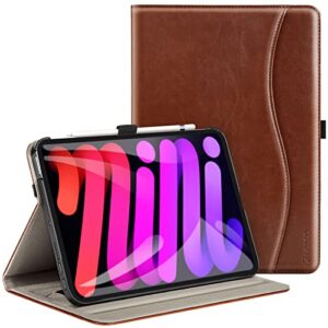 ztotop case for new ipad mini 6 2021 (6th generation), premium pu leather folio stand smart cover, multi-viewing angles and auto wake & sleep function for ipad mini 6th gen 8.3 inch - brown