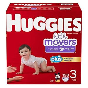 huggies little movers plus diapers, size 3 (198-count)