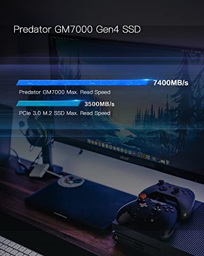 acer Predator GM7000 2TB NVMe Gaming SSD - M.2 2280 PCIe Gen4 (16 Gb/s) x 4, 3D TLC NAND PC Internal Solid State Hard Drive with DDR4 DRAM Cache Up to 7400 MB/s - BL.9BWWR.106