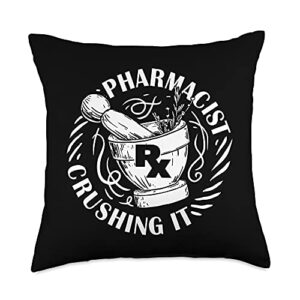 dispensary pharmacist gift ideas funny pharmacy saying pharmacist crushing it throw pillow, 18x18, multicolor