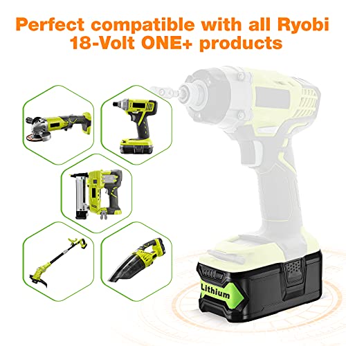 LORDONE 2Pack 6500mAh P108 Lithium Battery Compatible with Ryobi 18V one+ Battery for P100 P102 P103 P104 P105 P107 P109 P190 Cordless Tool Battery