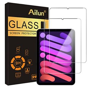 ailun screen protector for ipad mini 6[8.3 inch] [2021 release] 2pack tempered glass 2.5d edge ultra clear transparency, anti-scratches case friendly