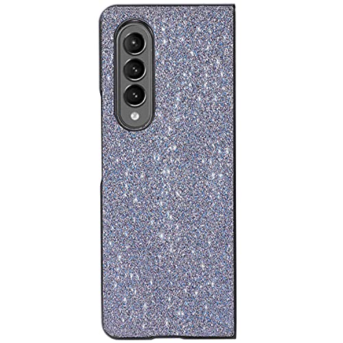 ZYKY Glitter Phone Case for Galaxy Z Fold 3, Sparkling Leather Back Cover Protector PC Hard Shockproof Protection Shell Compatible with Samsung 3 5G (Black)