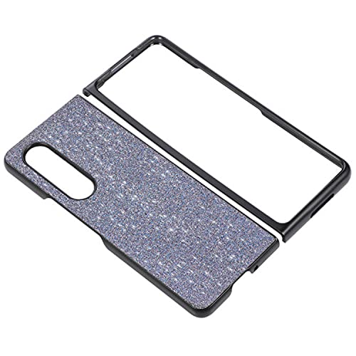 ZYKY Glitter Phone Case for Galaxy Z Fold 3, Sparkling Leather Back Cover Protector PC Hard Shockproof Protection Shell Compatible with Samsung 3 5G (Black)