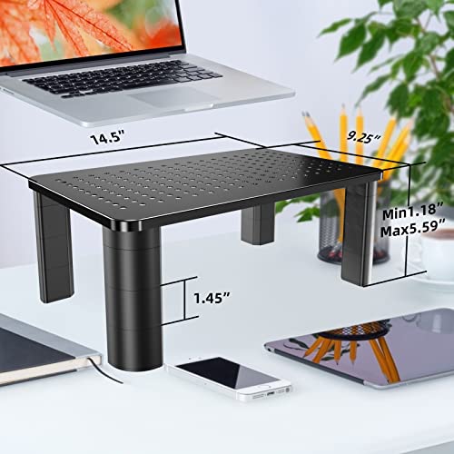 Pholiten Monitor Stand Riser,Laptop Stand Riser for Desk, Adjustable Laptop Stand Riser Holder,Computer Raiser,Desk Computer Stand,Laptop shelf,Monitor Risers