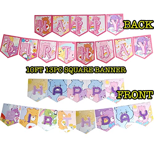 COMBO 19PC CAREBEAR BEAR INCLUDES 10FT 13PC XL SQUARE BANNER + 6PC HANGING SWIRLS PARTY SUPPLIES DECORATIONS THEME FAVOR IDEA FUN CELEBRATION HAPPY BIRTHDAY GIFT CENTERPIECE