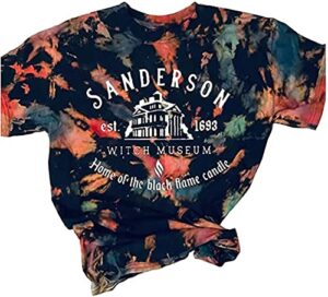 sanderson sisters halloween shirt women sanderson bed and breakfast tee hocus pocus funny tshirt fall casual shirts（x-large,tie dye1