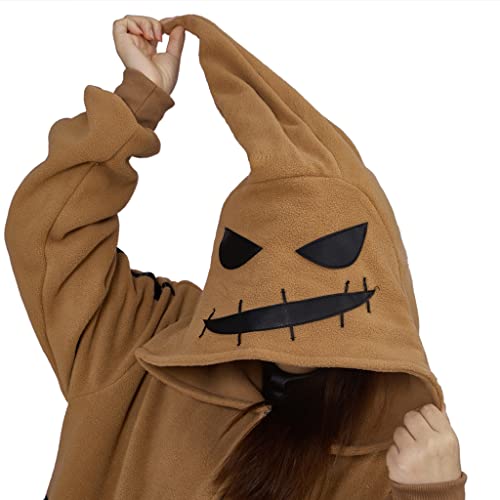 Fortunehouse Oogie Boogie Costume Unisex Onesie Pajamas Cosplay Costume (L), Light Brown