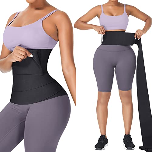 Soo slick Waist Trainer for Women Lower Belly Fat - Weight Loss Compression Tummy Control Belt Plus Size Snatch Me Up Bandage wrap Waist Trimmer Black