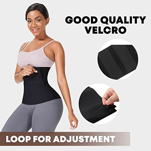 Soo slick Waist Trainer for Women Lower Belly Fat - Weight Loss Compression Tummy Control Belt Plus Size Snatch Me Up Bandage wrap Waist Trimmer Black