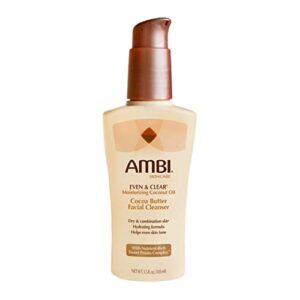 ambi even & clear cocoa butter facial cleanser with nutrient-rich sweet potato complex | hydrating formula | helps even skin tone | 3.5 ounce