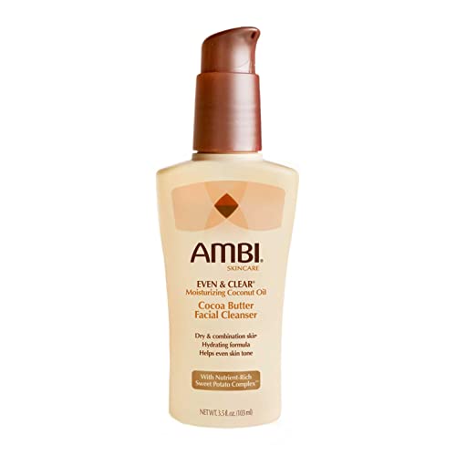 Ambi Even & Clear Cocoa Butter Facial Cleanser With Nutrient-Rich Sweet Potato Complex | Hydrating Formula | Helps Even Skin Tone | 3.5 Ounce