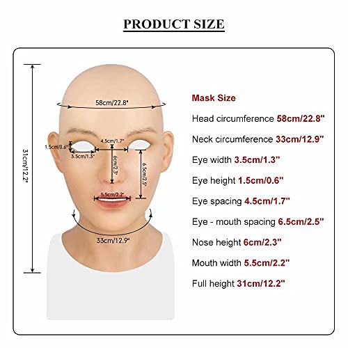 SHMCOFE Crossdressing Silicone Female Mask Headwear Mask For Crossdressers Cosplay Halloween Transgender