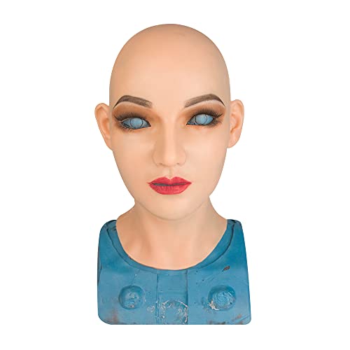 SHMCOFE Crossdressing Silicone Female Mask Headwear Mask For Crossdressers Cosplay Halloween Transgender