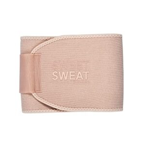 sweet sweat toned waist trimmer for women and men | premium waist trainer belt to 'tone' your stomach area (stone, small)