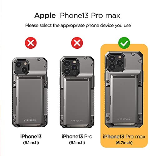 VRS Design Damda Glide Pro Phone Case for iPhone 13 Pro Max, Sturdy Semi Auto Wallet [4 Cards] Case Compatible for iPhone 13 Pro Max Case (2021)