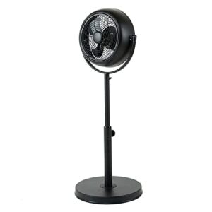 simple deluxe industrial retro pedestal fan, 360° rotatable stand fan, 3 speed adjustable, adjustable height pedestal stand fan suitable for industrial, commercial, residential,8 inch,black