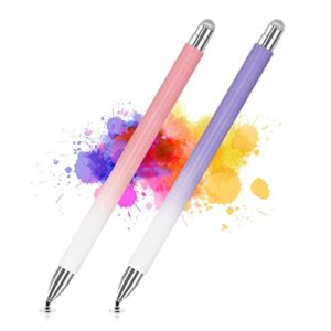 stylus pen for ipad (2 pcs), universal touch screens stylus pens high sensitivity disc & fiber tip pencils compatible with apple/iphone/ipad/android/tablets and all capacitive touch screens