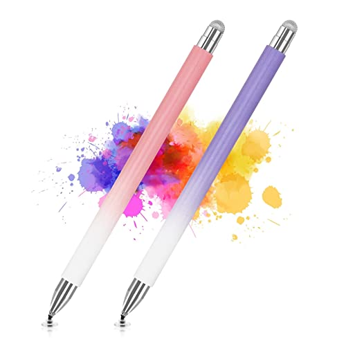 Stylus Pen for iPad (2 Pcs), Universal Touch Screens Stylus Pens High Sensitivity Disc & Fiber Tip Pencils Compatible with Apple/iPhone/iPad/Android/Tablets and All Capacitive Touch Screens