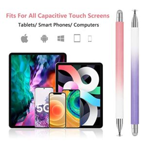 Stylus Pen for iPad (2 Pcs), Universal Touch Screens Stylus Pens High Sensitivity Disc & Fiber Tip Pencils Compatible with Apple/iPhone/iPad/Android/Tablets and All Capacitive Touch Screens