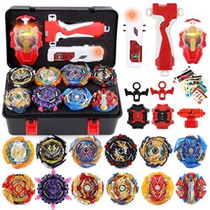 battling top burst gyro toy set, lzszrz 12 pcs spinning tops 3 launchers combat battling game toy set with portable storage box gift for children boys girls kids - ages 6+