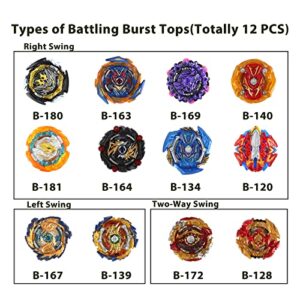 Battling Top Burst Gyro Toy Set, LZSZRZ 12 Pcs Spinning Tops 3 Launchers Combat Battling Game Toy Set with Portable Storage Box Gift for Children Boys Girls Kids - Ages 6+