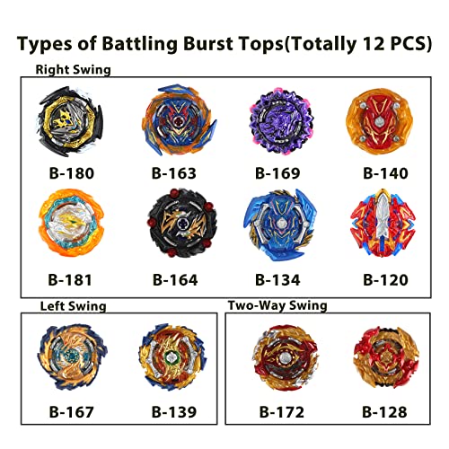 Battling Top Burst Gyro Toy Set, LZSZRZ 12 Pcs Spinning Tops 3 Launchers Combat Battling Game Toy Set with Portable Storage Box Gift for Children Boys Girls Kids - Ages 6+