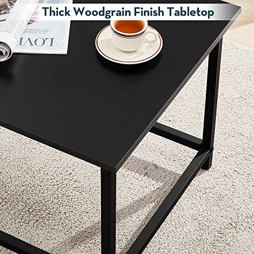 SAYGOER Black Coffee Table Simple Modern Coffee Tables Open Design Rectangular Minimalist Center Table for Living Room Home Office Industrial Cocktail Tables, Easy Assembly, 39.37 x 19.69 x 17.72