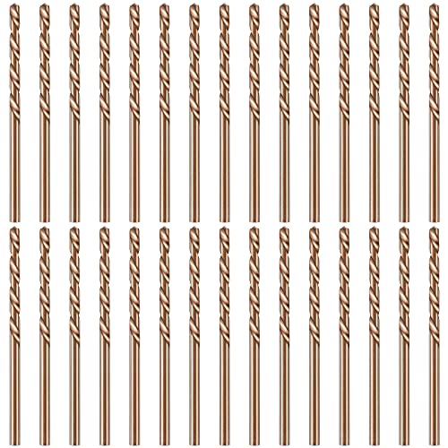 30 Pieces Cobalt Drill Bit Set M35 High Speed Steel Twist Drill Bit Set for Hardened Metal Stainless Steel Cast Iron Woodwork Plastic (1/8 Inch)