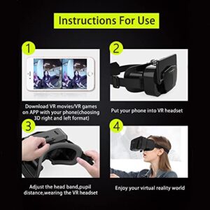 VR SHINECON Virtual Reality VR Headset 3D Glasses VR Goggles for TV, Movies & Video Games, Compatibale iOS & Android Smartphone Within 4.7-7 inch Screen, Black